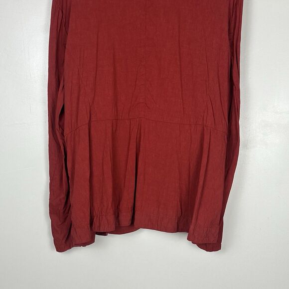 Eileen Fisher Linen Jacket Women's 1X Stand Shawl Collar Peplum Zip Lightweight - Picture 12 of 16